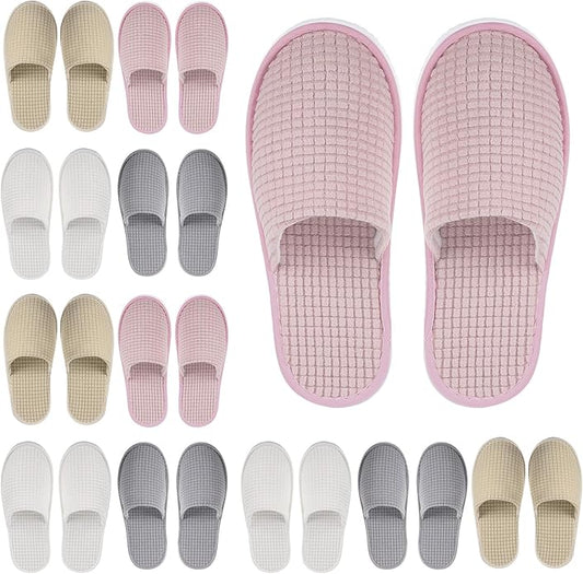 Geyoga 12 Pair House Slipper for Guest Non Slip Disposable Slipper for Travel Washable Reusable Closed Toe Hotel Bridesmaid Indoor Spa Wedding Party Shoeless Home