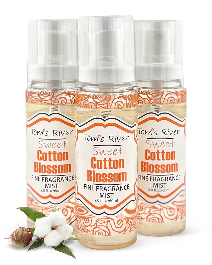 Tom's River Fine Fragrance Body & Hair Mist | Cotton Blossom Scent (Pack of 3) | For Daily Use | Travel-Friendly | 2 fl oz/ 60ml per Bottle