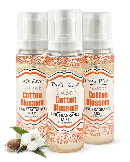 Tom's River Fine Fragrance Body & Hair Mist | Cotton Blossom Scent (Pack of 3) | For Daily Use | Travel-Friendly | 2 fl oz/ 60ml per Bottle