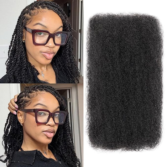 BLL Afro Kinkys Bulk Human Hair-100% Human Hair for Mini Twist Braiding Dreadlock Loc Extensions Afro Kinky Curly Hair Bulk Black Color (1B, 18 Inch (Pack Of 1))