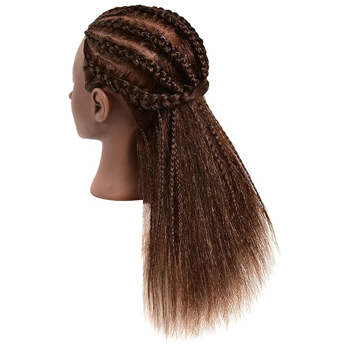 22 Inch 100% Real Human Hair Mannequin Head Manikin Cosmetology Doll Head with Stand for Braiding Styling Display Practice Training Coloring Bleaching Dyeing Curling Cutting Updos