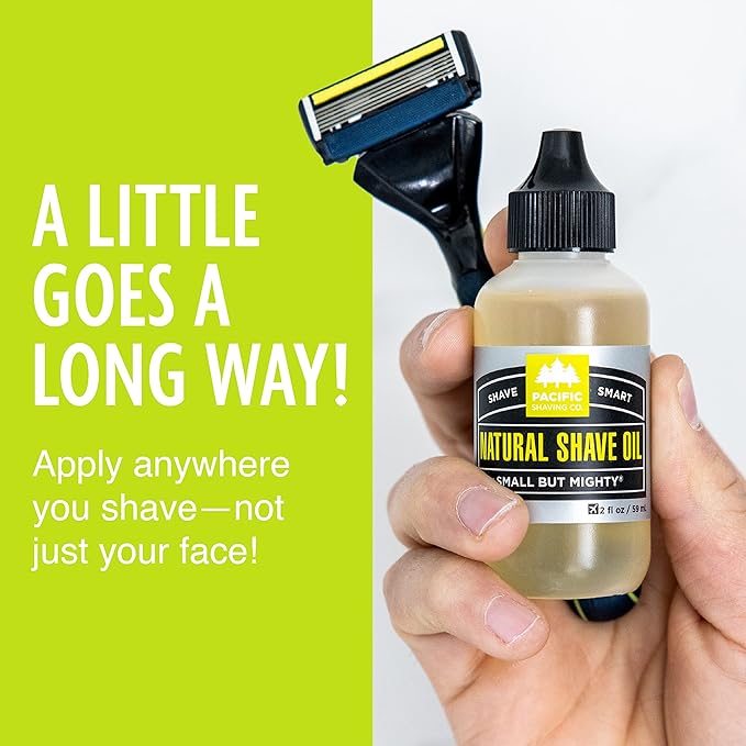 Pacific Shaving Company Natural Shaving Oil - Shaving Oil for Men & Women - Avocado, Sunflower Seed & Vitamin E Oil for Face, Legs, Arms & Full Body - Unisex Beard & Shave Care (0.5 Fl Oz)