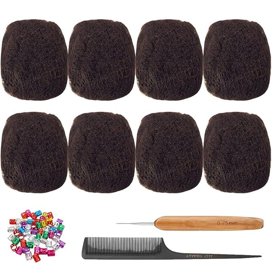 Afro Kinkys Bulk Human Hair for Dreadlock Extensions,Repair Locs, Twists and Braids, 8 Packs 240 Gram Each Package 100% Human Hair Afro Kinky Bulk Can be Dyed and Bleached (Dark Brown 4# 8inch)