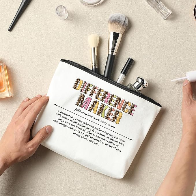 3 PCS Difference Maker Makeup Bag - Boss Gifts for Women, Thank You Gifts for Manager, Counselor, Colleagues & Administrative Professionals - Cosmetic Bag