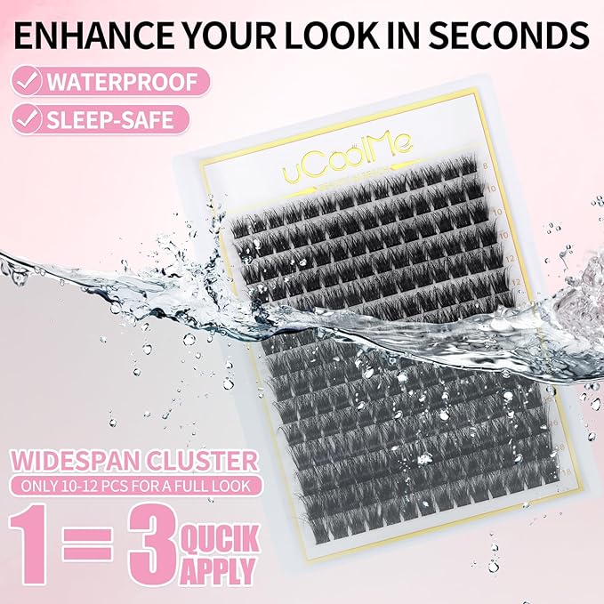 Nova Lash Clusters Fluffy 8-18mm 3D Volume Eyelash Clusters DD Curl - WideSpan DIY Eyelash Extension Cat Eye Individual Fake Eyelashes Clusters with 0.05mm Ultra-Thin Black Band Only Lashes