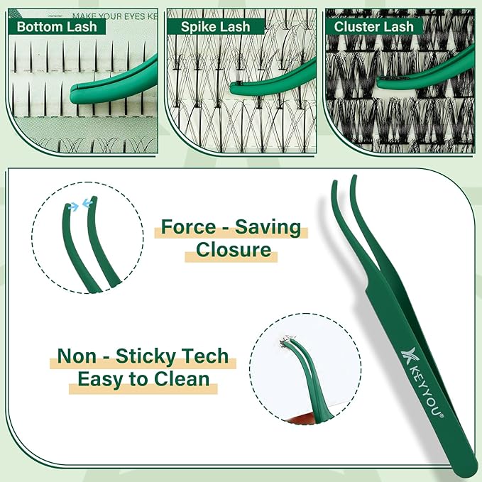 Lash Extension Kit Mixed 5-16mm Eyelash Extension Kit with Bottom Lashes Multi-Type Lash Clusters with Bond and Seal Applicator and Remover DIY at Home