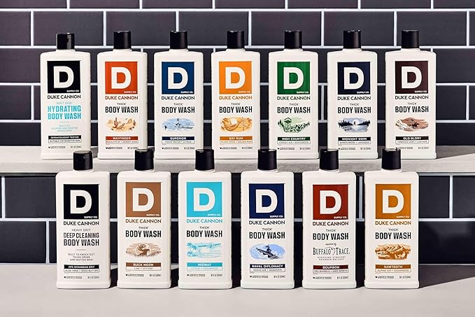 Duke Cannon Supply Co. Thick High Viscosity Body Wash - 3X Thicker, Plant-Based, Mineral-Enriched - Shower Gel for Men, Body Scrub - Midway, 3 Pack (18 oz)