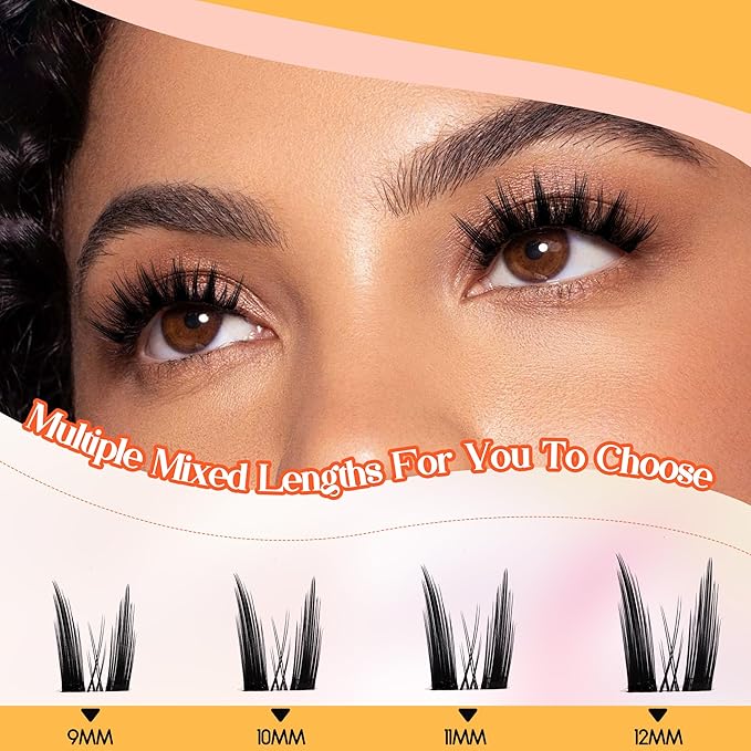 GEMERRY Lash Clusters Fluffy Cluster Lashes Mink Cluster Eyelash Extensions Lash Extension Clusters DIY at Home Eyelash Clusters