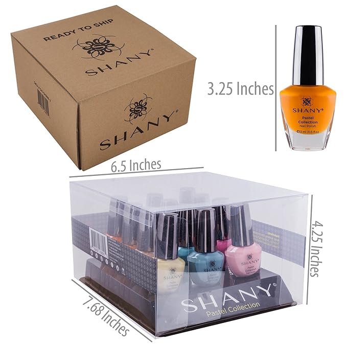 SHANY Nail Polish Set - Nail Lacquer Quick Dry, Full Size, Vibrant, Colorful, Trendy, Semi Glossy, Shimmery, Matte Nail Polish Set - 12 Colors - Pastel Collection