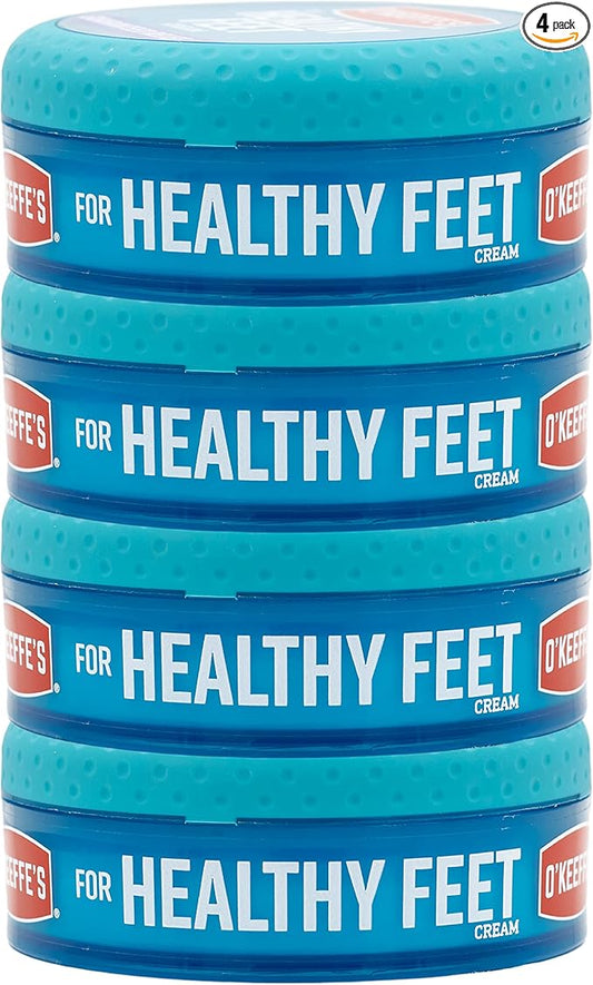 O'Keeffe's for Healthy Feet Foot Cream; Guaranteed Relief for Extremely Dry; Cracked Feet; Instantly Boosts Moisture Levels; 3.2 Ounce Jar; (Pack of 4)
