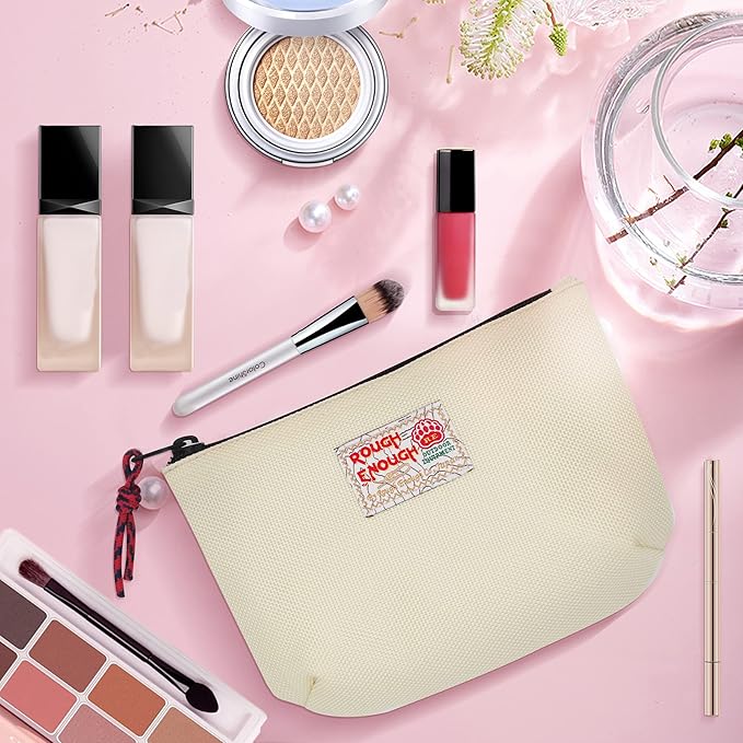 Rough Enough Small Tech Organizer Travel Case for Electronics & Cords - Cable Storage Bag Off White