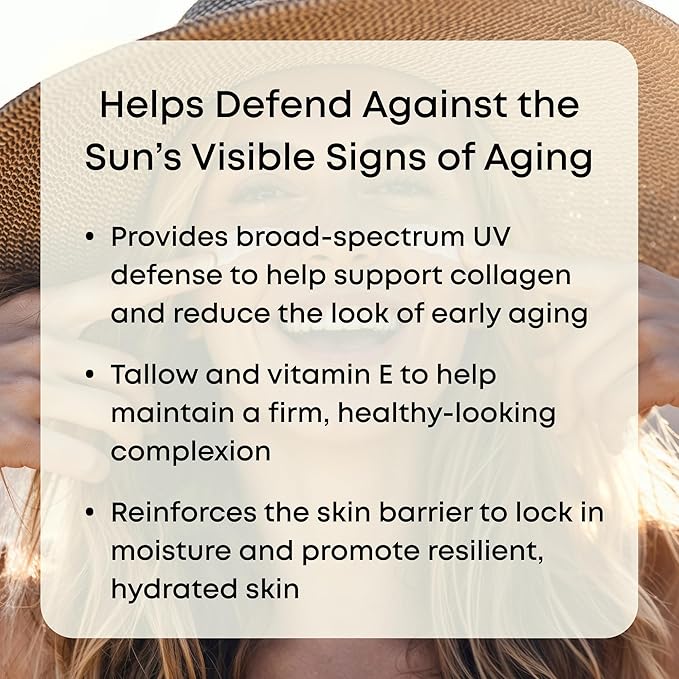 Tallow Sunscreen SPF 25 with Non Nano Zinc Oxide – Natural Mineral Sun Protection with Red Raspberry, Coconut Oil & Vit E – Reef Safe, Non Toxic & Moisturizing Sunblock for Face & Body – 3.4 oz