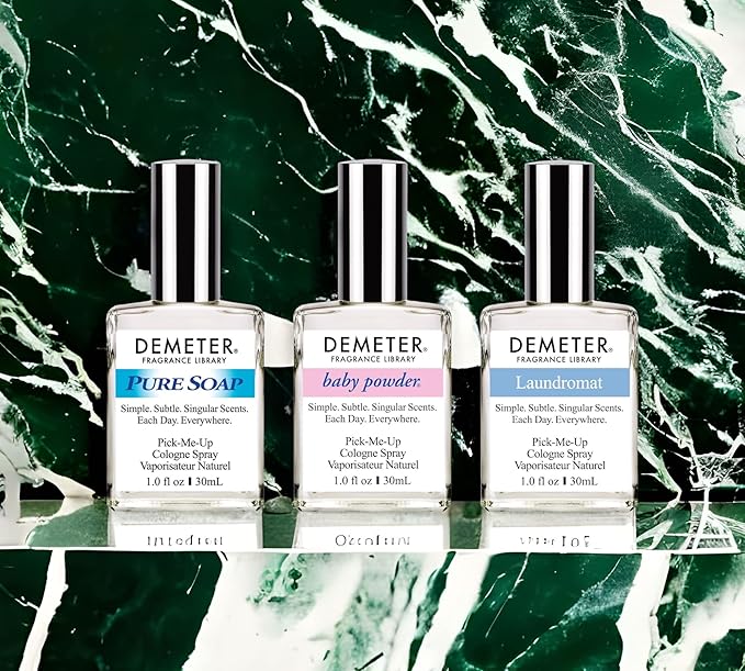 DEMETER Fresh And Clean Collection, Set of 3 Unique Perfumes For Women, Baby Powder, Pure Soap, Laundromat, 1 Oz Each