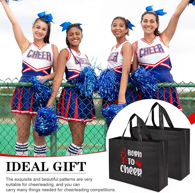 Olgaa 48 PCS Cheerleader Gifts: 24 PCS Cheer Bags & 24 Black Cheer Keychains