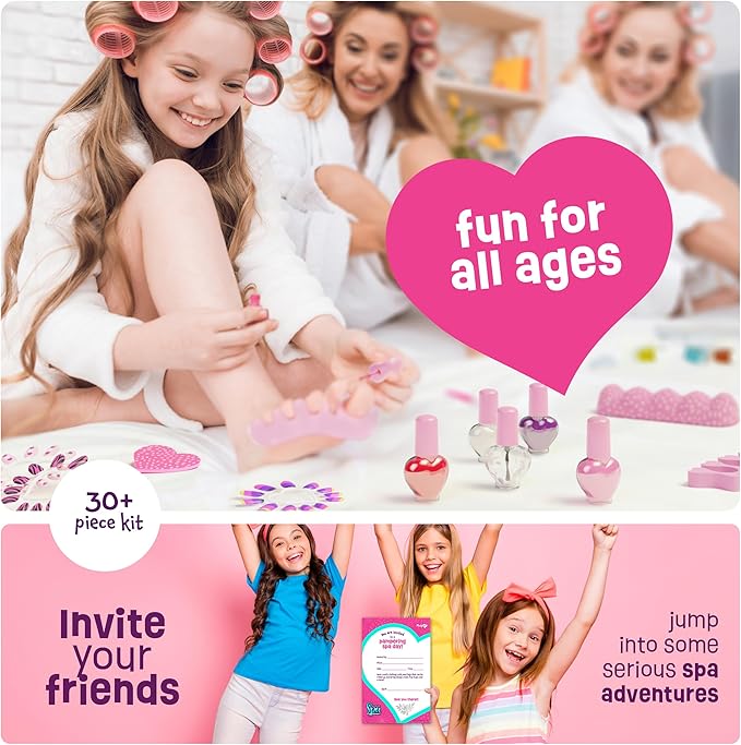 Pretty Me Spa Day Kit for Girls - Kids Manicure Pedicure Gift Set for Ages 5 to 10 - Girl Gifts - Kid Foot and Nail Kits - 6 Years Old Birthday Ideas - Children Toys Age 6-8 5-7