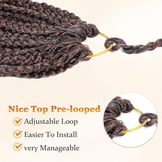 9 Packs Goddess Box Braids Crochet Hair Boho Crochet Box Braids With Curly Ends Crochet Hair For Black Women, 10 Inch Pre Looped Bohemian Crochet Box Braids Hair (10Inch 9 Packs,T350#)
