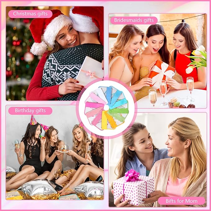 12 Pieces Clear Zipper Pouch for Travel Nylon Makeup Bag Waterproof Snack Stuff Pouches Cute Purse Cosmetic Bags for Women Girls Gifts