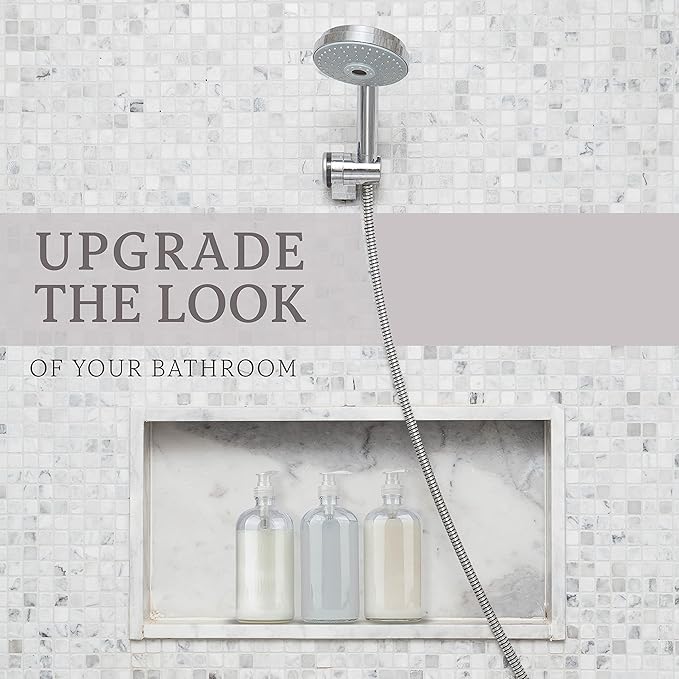 kitchentoolz 32-Ounce Large Clear Glass Boston Round Bottles w/Natural Color Pumps. Great for Lotions, Soaps,Oils, Sauces - Food Safe and Medical Grade (Pack of 2)