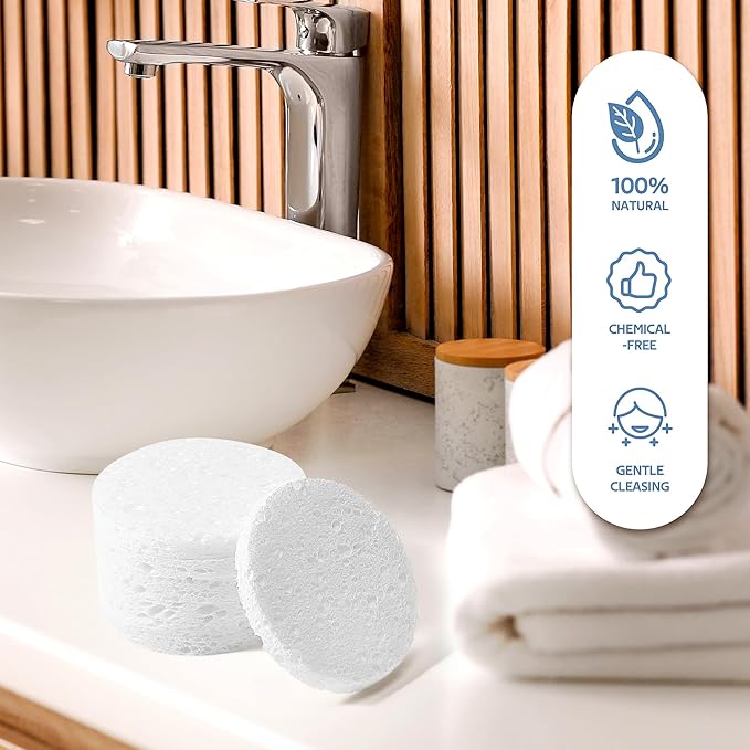 100PCS Compressed Facial Sponges, Cleansing, for Personal Spa Esthetician Use, White