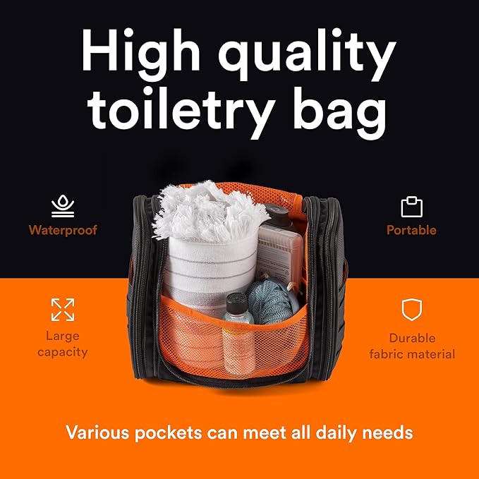 Fitdom Tactical Hanging Toiletry Bag Dopp Kit For Men & Women. Perfect For Travel & Storage for Cosmetic, Clipper, Toothbrush, Shower, Shaving & Grooming Care. Best Overnight Toiletries Organizer Case