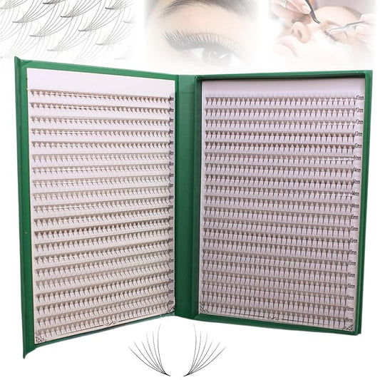 Promade XXL Box - 1200 FANS | Pinneacle Premade Volume Fans For Eyelash Extensions | 8 sizes-in-1 Box | 9mm-16mm | C, CC, D & L curl | 0.07 | 6D Volume (D curl)