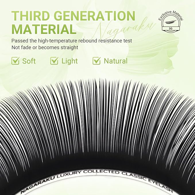NAGARAKU Individual Eyelash Extensions, Luxury Collected Classic Single Lashes Upgraded 3rd Generation Soft Natural Beauty Salon Professional Lash Supplies 16 Rows Matte Black -0.07 C Curl 10mm