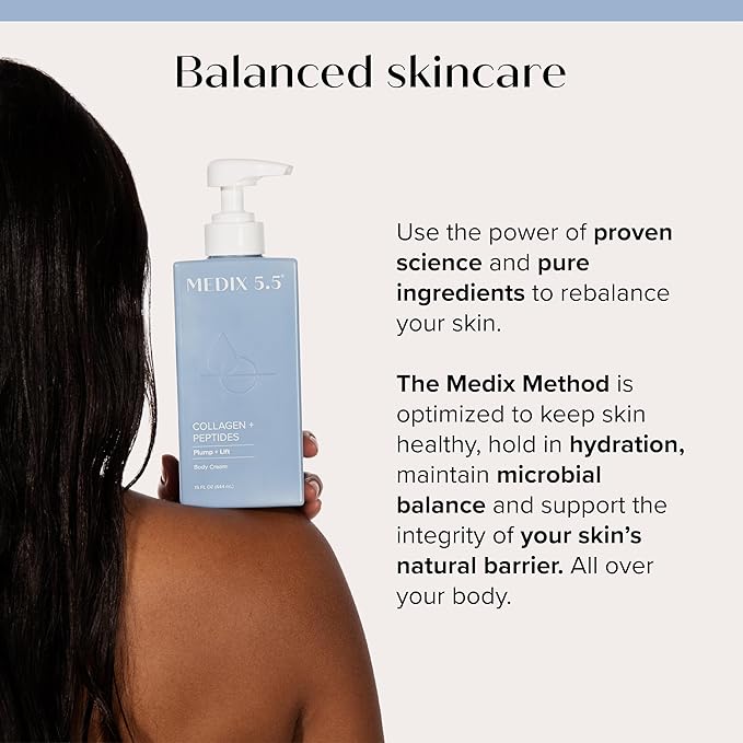 Medix 5.5 Fragrance Free Firming Retinol Body Lotion + Collagen Peptides Cream 2pc Skin Care Set, Crepey Skin Treatment, Anti Aging Body Cream & Face Moisturizer For Crepe Skin, Cellulite, Wrinkles