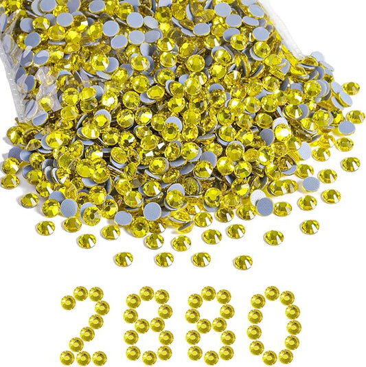 Beadsland Hotfix Rhinestones Bulk, 2880pcs Yellow Hot Fix Rhinestones for Crafts Clothes DIY Decoration, Citrine/Lemon Yellow, SS30, 6.3-6.5mm