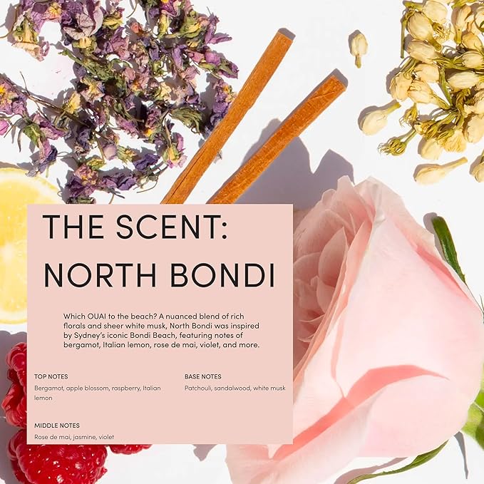 OUAI North Bondi Eau de Parfum Travel Size - Elegant Womens Perfume for Everyday Wear - Fresh Floral Scent has Notes of Lemon, Jasmine & Bergamot with Delicate Hints of Violet and White Musk (.34 Oz)