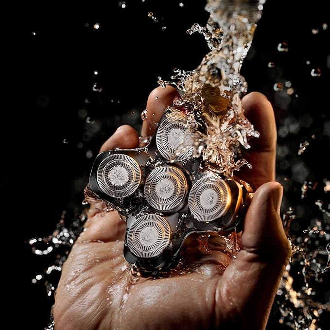 MANSCAPED® The Dome Shaver™ PRO SkinSafe® Replacement Blade Pad - Five Stainless Steel Rotary Pivoting Blades for Smooth Shave, Magnetic Attachment for Men's Head Shaver (1-Pack)