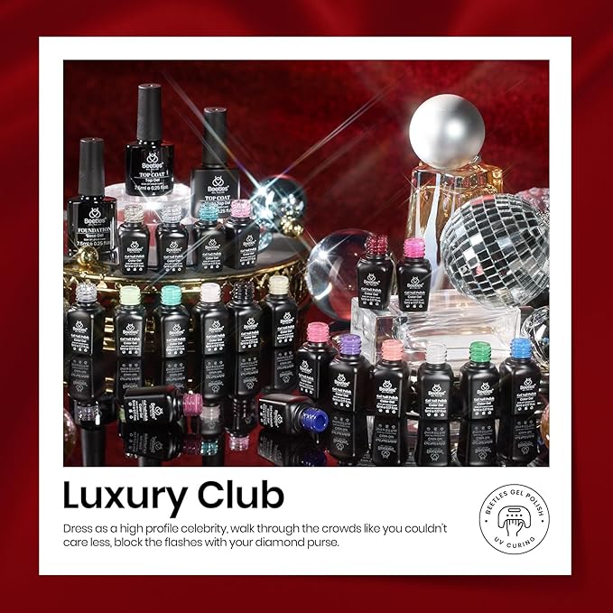 Beetles Glitter Gel Nail Polish Set, 23pcs Gel Polish Brown Pink Blue Purple Green Soak Off UV Kit with Glossy Matte Top and Base Coat