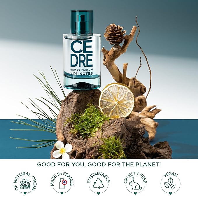 SOLINOTES Cedarwood Perfume for Men - Eau De Parfum | Refined Woody and Soothing Fragrance - Made in France - Vegan - 1.7 fl.oz