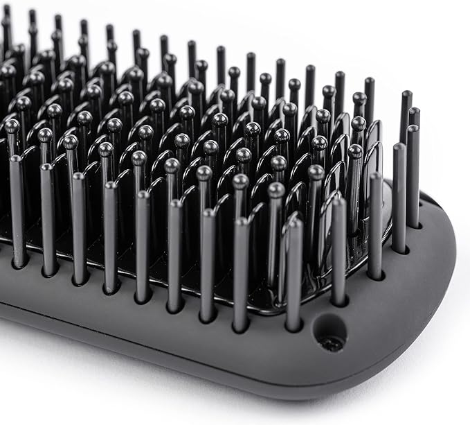 L'ANGE HAIR Le Vite Straightening Brush | Heated Hair Tool for Smoother, Frizz-Controlled Look | Dual-Voltage Hot Brush Straightener for Effortless Styling & Shine | Ceramic Standard Size (Black)