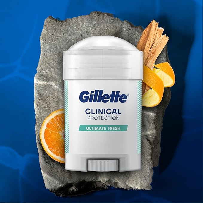 Gillette Clinical Antiperspirant and Deodorant for Men, 72hr Sweat & Odor Protection, Long Lasting Freshness, Anti-White Mark Technology, Soft Solid, Ultimate Fresh Scent, 1.7 oz (Pack of 3)