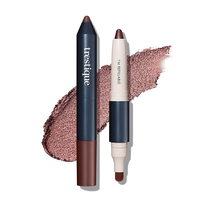TRE'STIQUE Shadow Crayon, Refillable Eyeshadow Crayon With Built-In Blending Brush, Sustainable Shadow Makeup, Clean Beauty Eyeshadow