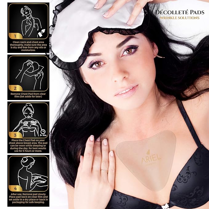 6 PACK Anti Wrinkle Chest Pads, Decollete Pads for Chest Wrinkles, 2 Silicone Chest Wrinkle Pads, Reusable Silicon Chest Patches, Wrinkle Sleeping Pads, Cruelty-free (6 Pack)