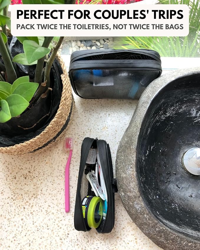 Flat Toiletry Bag for Travel. Slim Dopp Kit Organizer for Men. Hanging Mens Shaving Case with Detachable Pouches. TSA Approved. Size 11.02 x 8.46 x 1.57 inches (28 x 21.5 x 4 cm)