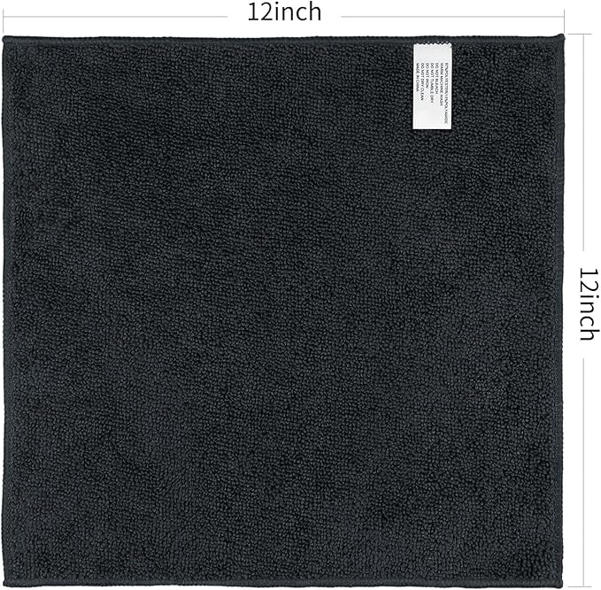 Orighty Microfiber Washcloths Bulk Towels Set 100 Pack, Highly Absorbent and Soft Feel Face Cloths, Multi-Purpose Wash Cloths & Hand Towels for Bathroom, Hotel, Spa, and Gym, 12x12 Inch, Black