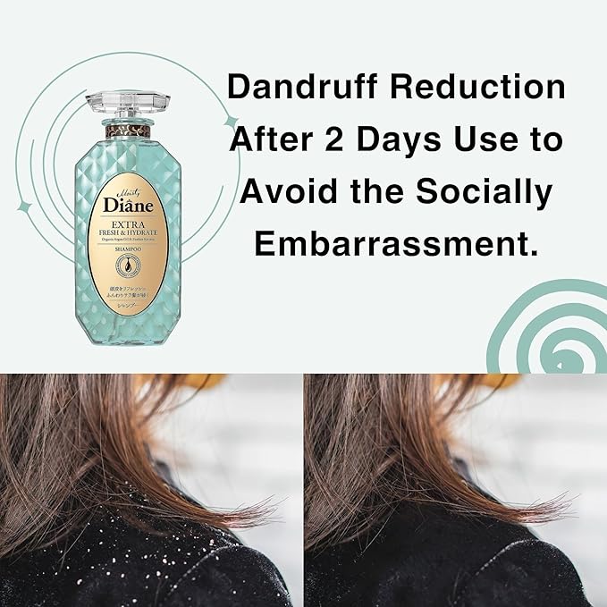 Moist Diane Anti-Dandruff Shampoo and Conditioner Set for Dry Hair & Itchy Scalp Women & Men, Keratin Shampoo by Protein & Argan Oil from Japan, Silicone& Paraben Free, Extra FRESH& HYDRATE 30.4 Fl Oz