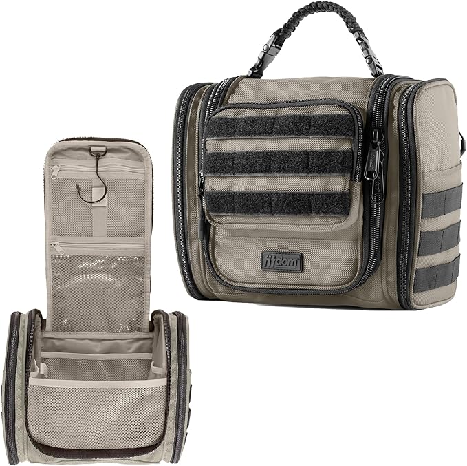 Fitdom Tactical Hanging Toiletry Bag Dopp Kit For Men & Women. Perfect For Travel & Storage for Cosmetic, Clipper, Toothbrush, Shower, Shaving & Grooming Care. Best Overnight Toiletries Organizer Case