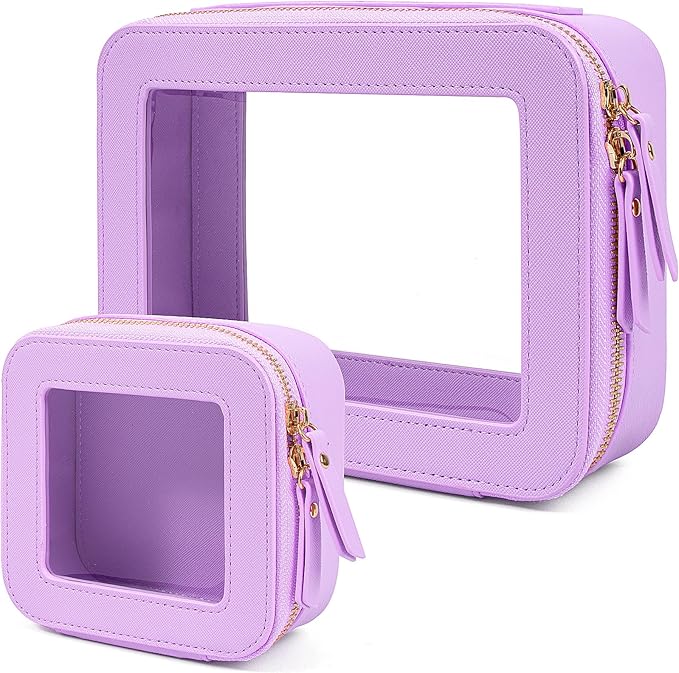 Clear Makeup Bag, Small Makeup Bag TSA Approved Toiletry Bag Cosmetic Travel Bag Cute Makeup Bag Organizer Makeup Case Pouch Car Essentials for Women Men