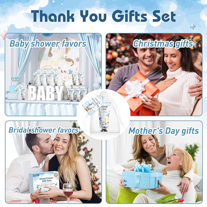 50 Pack Baby Shower Bulk Hand Cream Gifts Sets, Bridal Shower Favors and Baby Shower Favors for Guests with Thank You Card and Organza Gift Bags, Appreciation Gifts and Wedding Shower Favors (Bear)