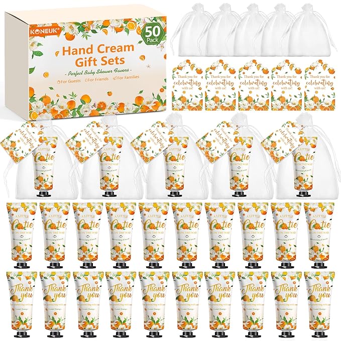 50 Pack Bulk Hand Cream Sets, Appreciation Gifts, Bridal Shower Favors, Wedding Shower Favors and Baby Shower Favors for Guests, Wedding Welcome Bag Stuffers for Guests, Thank You Gifts (Orange)