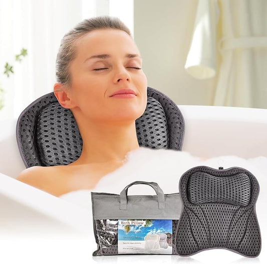 Bath Pillow for Tub, Bathtub Pillow for Head, Neck, Shoulder Back Support, Ergonomic Luxury Full Body BathPillow for Bathtub, 6 Strong Suction Cups and Hook, Spa, Bathroom Accessories,