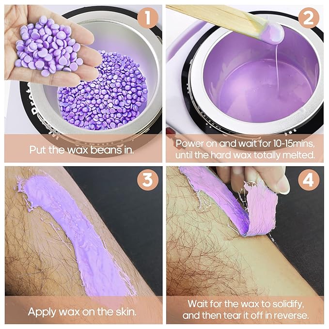 1.2L Double Wax Warmer Machine for Hair Removal, Professional Electric Wax Heater with Adjustable Temperature, Including 40PCS Wooden Wax Sticks