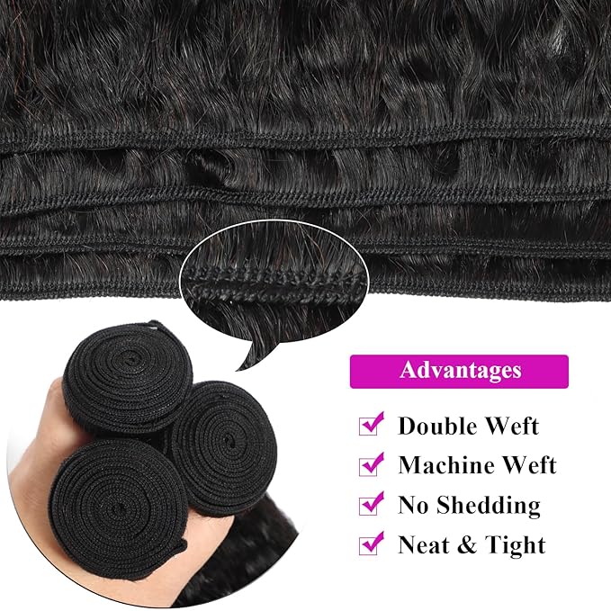 Kinky Straight Human Hair Bundles Human Hair For Black Women Yaki Straight Bundles Human Hair 24 26 28 Raw Bundles Human Hair 3 Bundles Brazilian Virgin Human Hair Bundles Straight 100% Human Hair