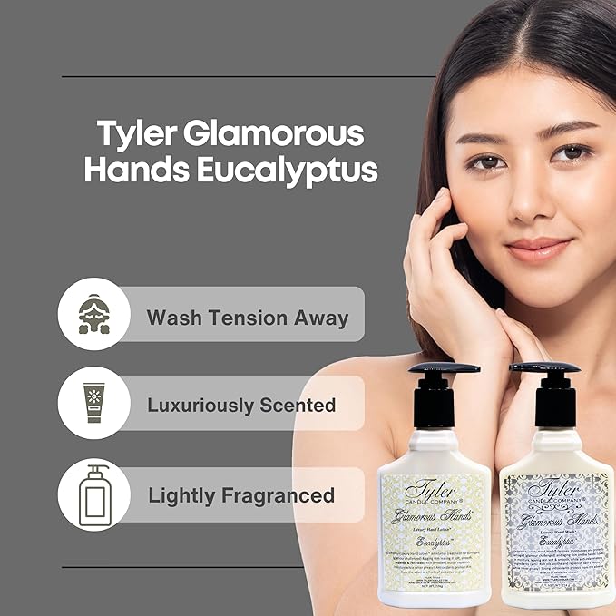 Worldwide Nutrition Bundle: Tyler Eucalyptus Glamorous Hand Wash and Hand Lotion Gift Set - 2 Pack, 8 Oz Scented Pump Bottles for Luxury Skin Care and Multi-Purpose Key Chain