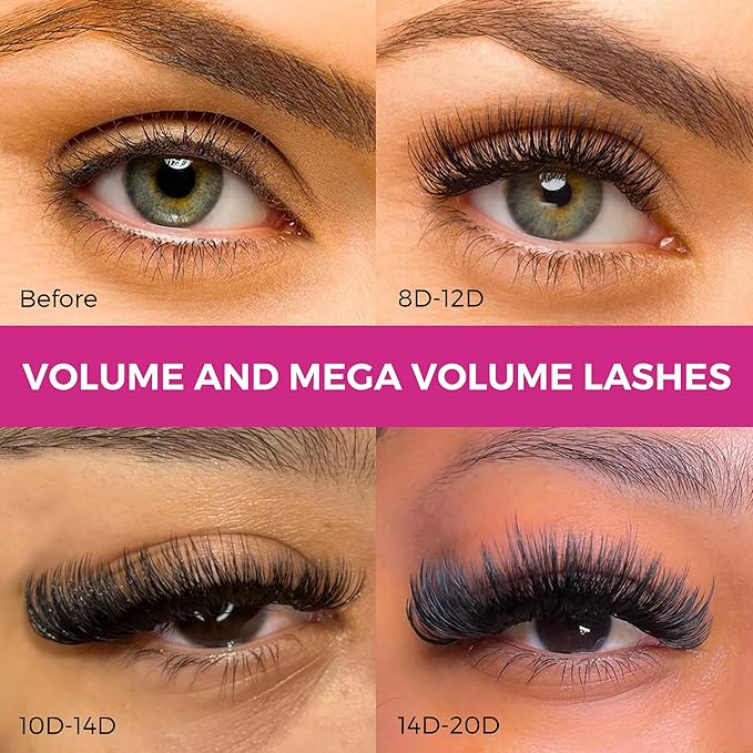 500 Promade Fans - 10D 0.03 Size 10mm Curl C - Mega Volume Premade Lash Fans for Eyelash Extensions Middle Stem Handmade Loose Pre Made Eyelash Fluffy Soft Pointy Base