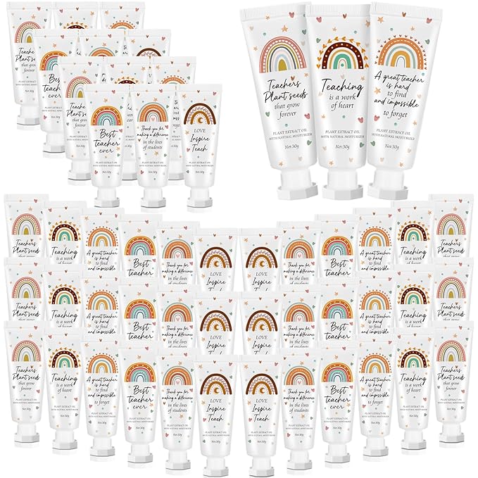 48 Pcs Teacher Appreciation Hand Cream Gifts Boho Rainbow Graduation End the Year Thank You Teacher Gifts for Women Travel Size Hand Cream Christmas Moisturizing Hnad Lotion