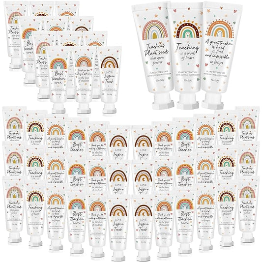 48 Pcs Teacher Appreciation Hand Cream Gifts Boho Rainbow Graduation End the Year Thank You Teacher Gifts for Women Travel Size Hand Cream Christmas Moisturizing Hnad Lotion